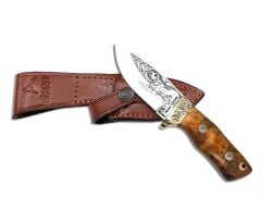 Bora 421 Küçük Wild Boar Stabilize Saplı Pointer Köpek Gravürlü Bıçak