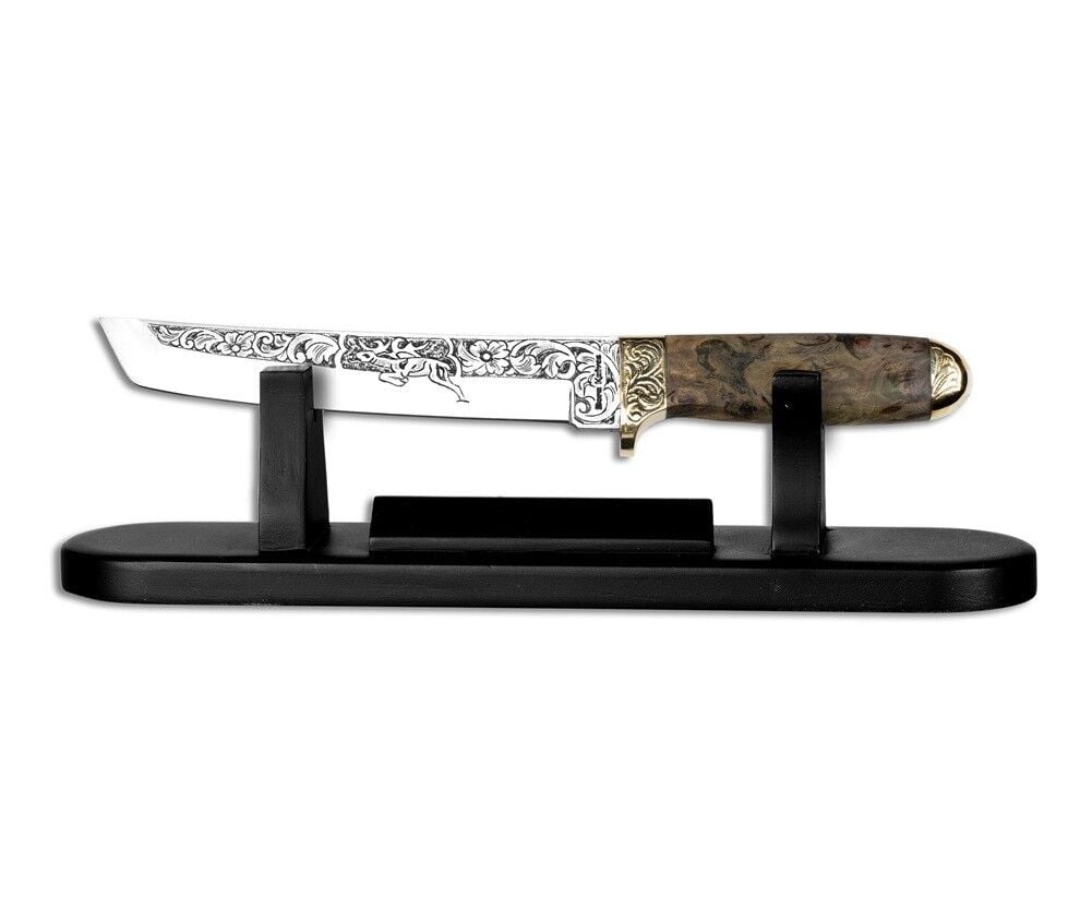Bora 501 Tanto Stabilize Sap Geyik Motifli Gravürlü Bıçak
