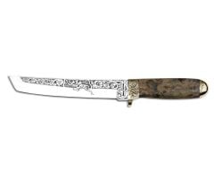 Bora 501 Tanto Stabilize Sap Geyik Motifli Gravürlü Bıçak