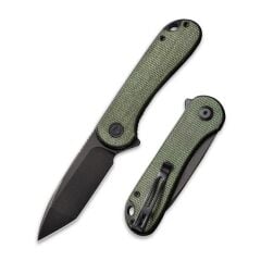 Civivi Elementum Green Canvas Micarta Handle Black Stonewashed D2 Blade,Tanto Çakı