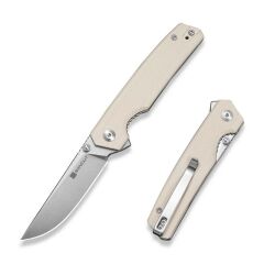 Sencut Stria Milled Ivory G10 Handle Satin Finished D2 Blade Blade Çakı