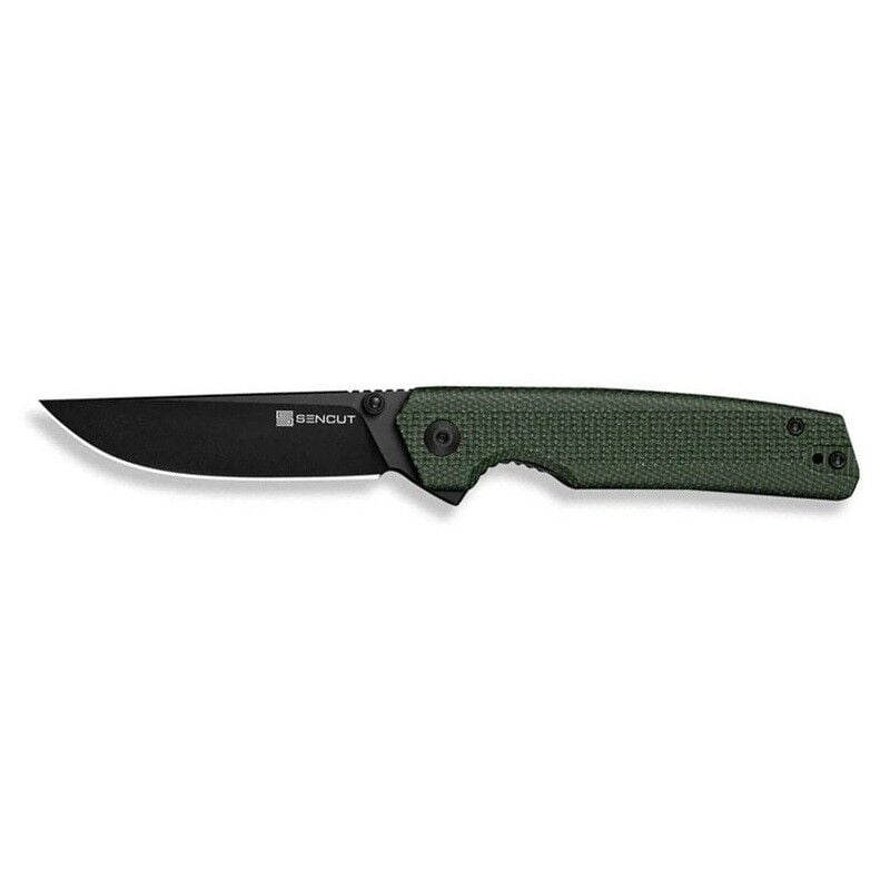 Sencut Stria Milled Green Canvas Micarta Handle Black D2 Blade Çakı