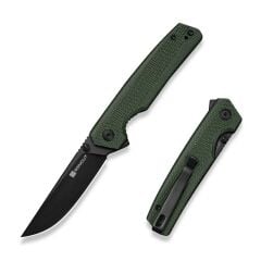 Sencut Stria Milled Green Canvas Micarta Handle Black D2 Blade Çakı