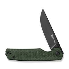 Sencut Stria Milled Green Canvas Micarta Handle Black D2 Blade Çakı