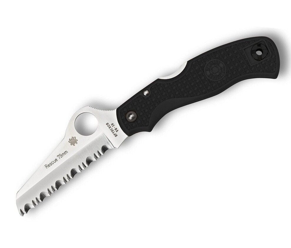 Spyderco Rescue 79mm Black Lightweight Spyderedge Çakı