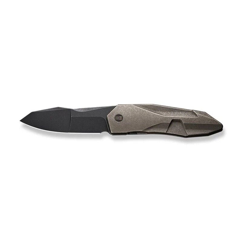We Knife Solid Polished Bead Blasted Titanium Integral Handle Polished Bead Blasted CPM 20CV Blade Blade Çakı