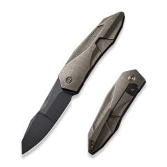 We Knife Solid Polished Bead Blasted Titanium Integral Handle Polished Bead Blasted CPM 20CV Blade Blade Çakı