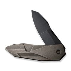 We Knife Solid Polished Bead Blasted Titanium Integral Handle Polished Bead Blasted CPM 20CV Blade Blade Çakı