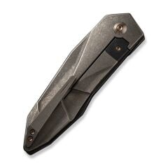 We Knife Solid Polished Bead Blasted Titanium Integral Handle Polished Bead Blasted CPM 20CV Blade Blade Çakı