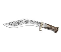 Bora 512 BG2 Kukri Geyik Boynuzu Sap Gravürlü Bıçak