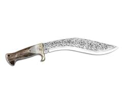 Bora 512 BG2 Kukri Geyik Boynuzu Sap Gravürlü Bıçak