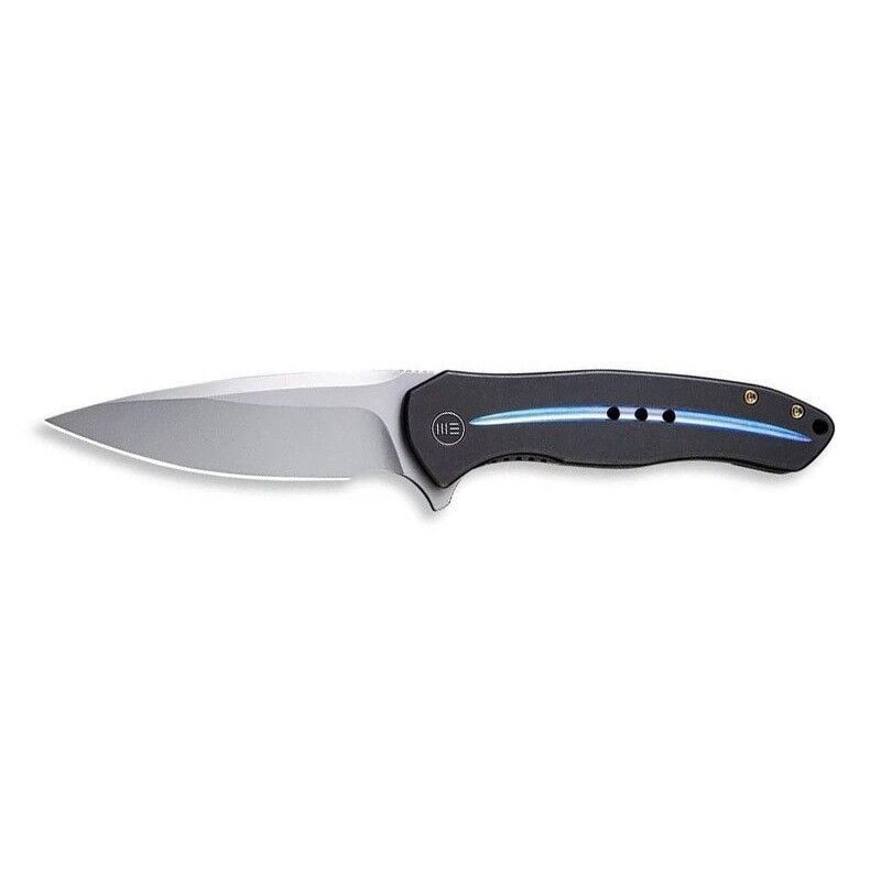 We Knife Kitefin Black Ti Handle With A Blue Groove On Presentation Handle Polished Bead Blasted CPM S35VN Blade Çakı