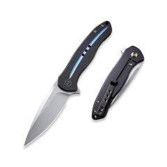 We Knife Kitefin Black Ti Handle With A Blue Groove On Presentation Handle Polished Bead Blasted CPM S35VN Blade Çakı