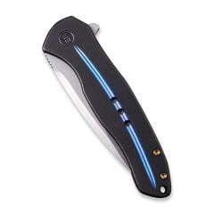 We Knife Kitefin Black Ti Handle With A Blue Groove On Presentation Handle Polished Bead Blasted CPM S35VN Blade Çakı