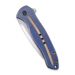 We Knife Kitefin Blue Ti Handle With A Golden Groove On Presentation Handle Polished Bead Blasted CPM S35VN Blade Çakı
