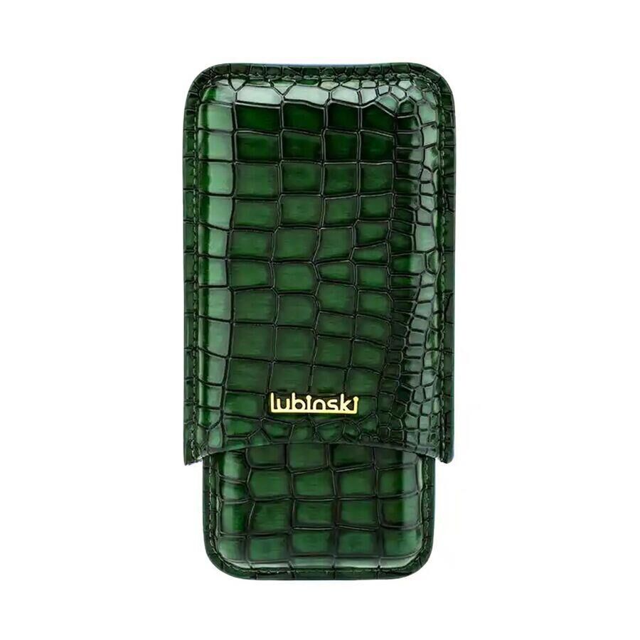 Lubinski Yeşil Deri Puro Kılıfı Croco 3'lü 60Ring