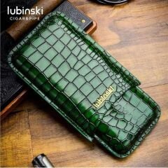 Lubinski Yeşil Deri Puro Kılıfı Croco 3'lü 60Ring