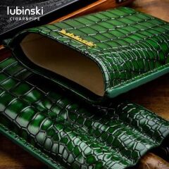 Lubinski Yeşil Deri Puro Kılıfı Croco 3'lü 60Ring