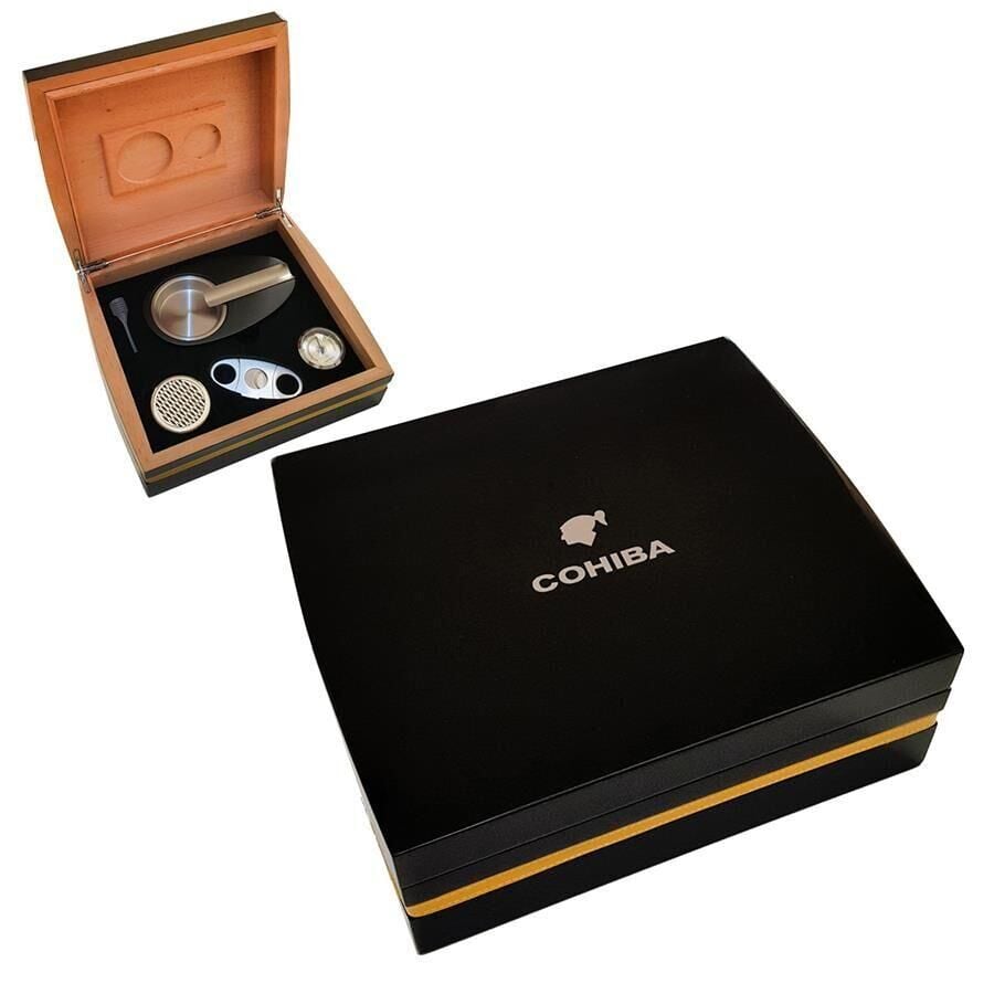 Cohiba Piano Black Humidor Puro Kutusu ve Aksesuar Seti