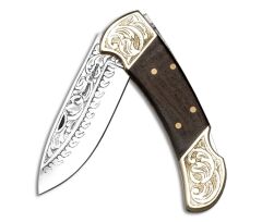 Bora 205 Büyük Boy Kök Ceviz Saplı Gravürlü Çakı