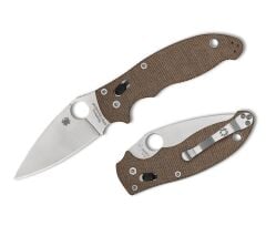 Spyderco Manix 2 Brown Canvas Micarta CPM Cruewear Plainedge Çakı