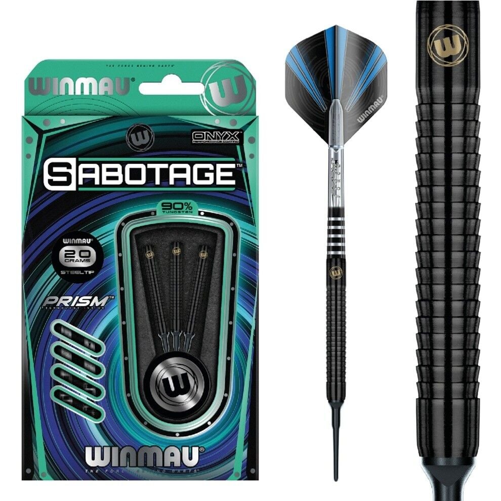 Winmau Sabotage Onyx 20gr %90 Tungsten Siyah Plastik Uçlu Dart Oku