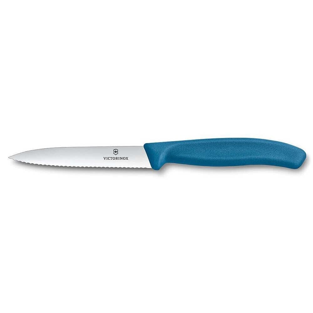 Victorinox Swiss Classic 10cm Tırtıklı Soyma Bıçağı Mavi
