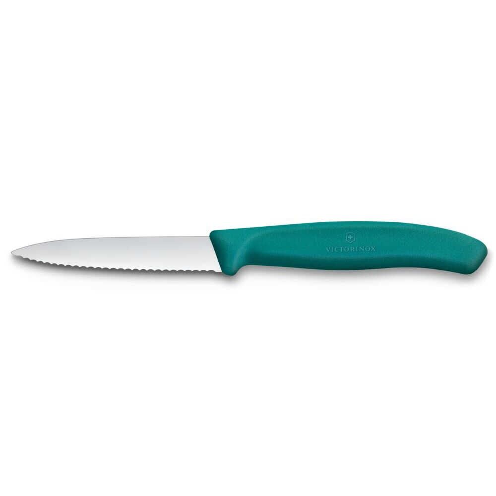 Victorinox Swiss Classic 8cm Tırtıklı Soyma Bıçağı Petrol Rengi