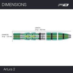 Red Dragon Artura 2 Screamin Green % 90 Tungsten Çelik Uçlu Dart Oku