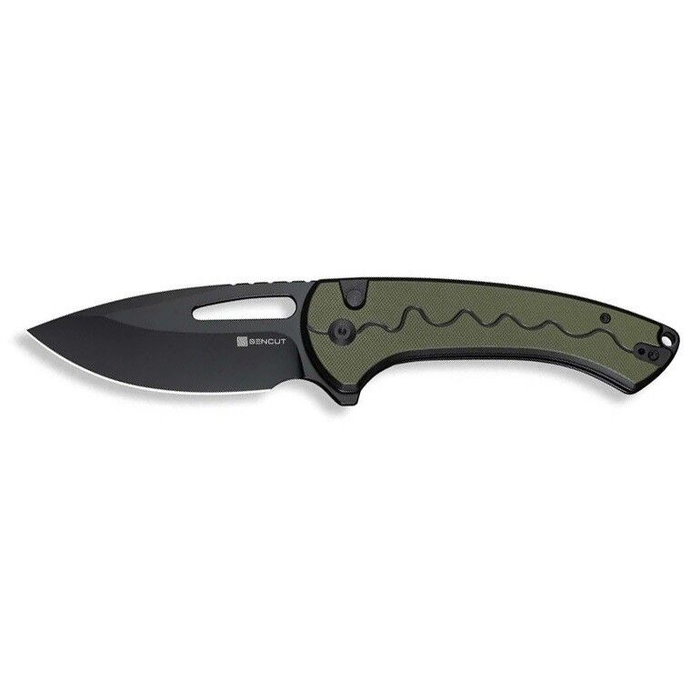 Sencut Squiggy Black / Green G10 Handle Black 9Cr18MoV Blade Çakı