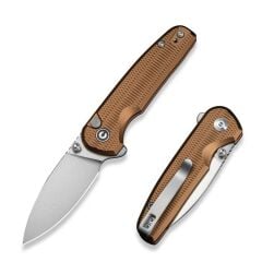 Civivi Mini Shakan Ripple Patterned Coyote Brown Aluminum Handle Satin Finished Nitro-V Blade Çakı