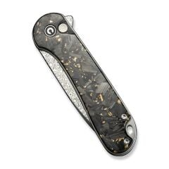 Civivi Shredded Carbon Fiber And Golden Shred In Clear Resin Handle Damascus Blade Çakı