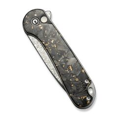 Civivi Shredded Carbon Fiber And Golden Shred In Clear Resin Handle Damascus Blade Çakı