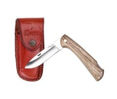 Bora 201 ZB Orta Boy Yuvarlak Uçlu Kilitli Zeytin Ağacı Saplı Çakı