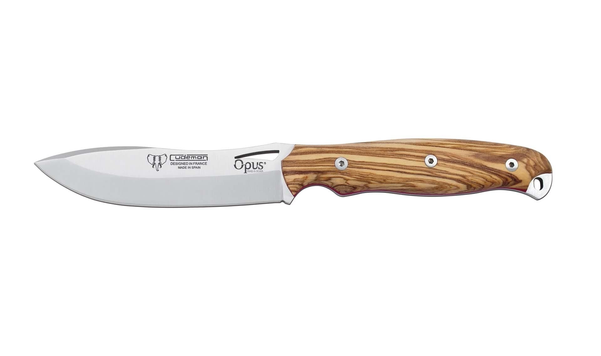 Cudeman 208-L Ness Wolf Olive Wood Zeytin Ağacı Saplı Deri Kılıflı Bıçak